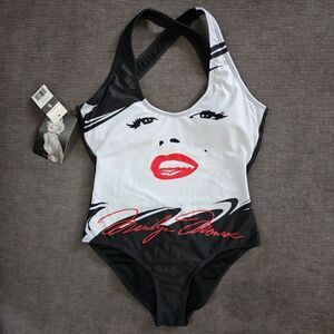 Marilyn Monroe small black and white timeless beauty homage One Piece Swimsuit